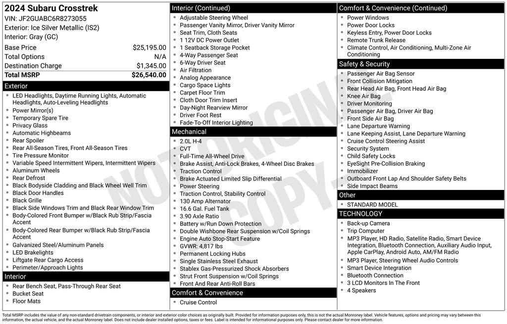 Certified 2024 Subaru Crosstrek 2.0i AWD/4WD image 33