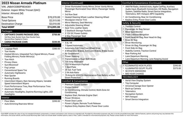 Used 2023 Nissan Armada Platinum w/ Captain's Chairs Package AWD/4WD image 34