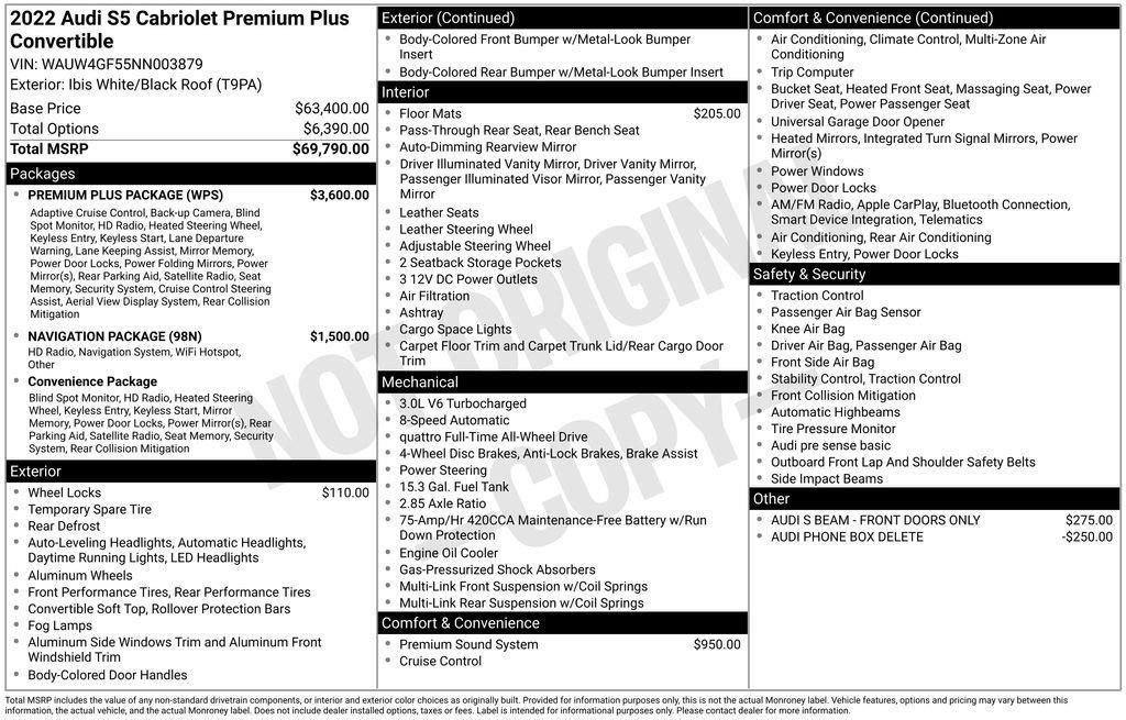Used 2022 Audi S5 Premium Plus w/ Premium Plus Package image 39