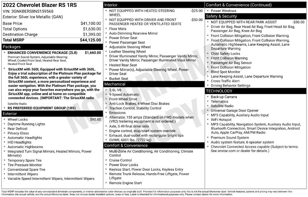 Used 2022 Chevrolet Blazer RS w/ Enhanced Convenience Package FWD image 25