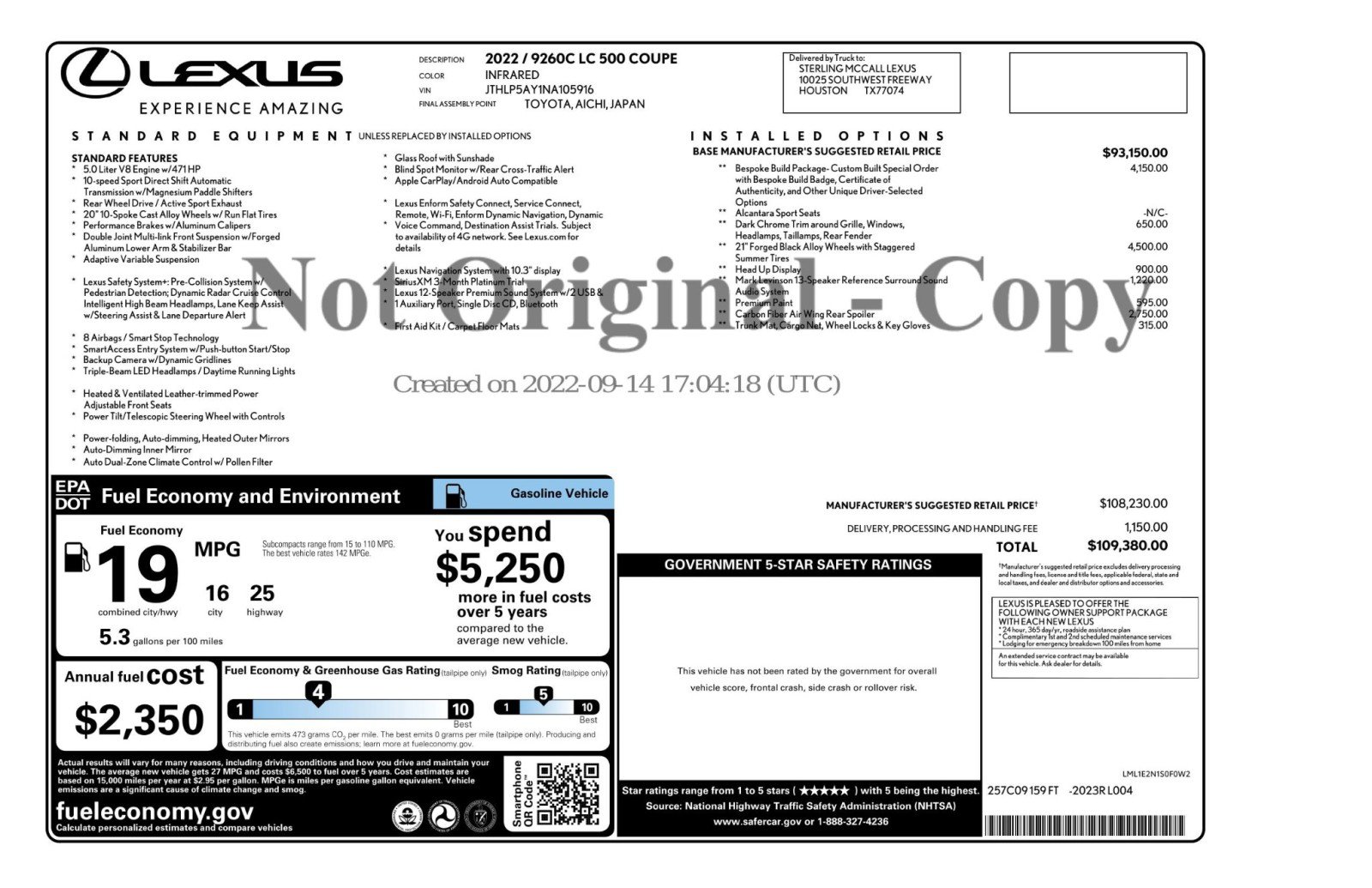 Used 2022 Lexus LC 500 Coupe w/ Bespoke Build Package image 60