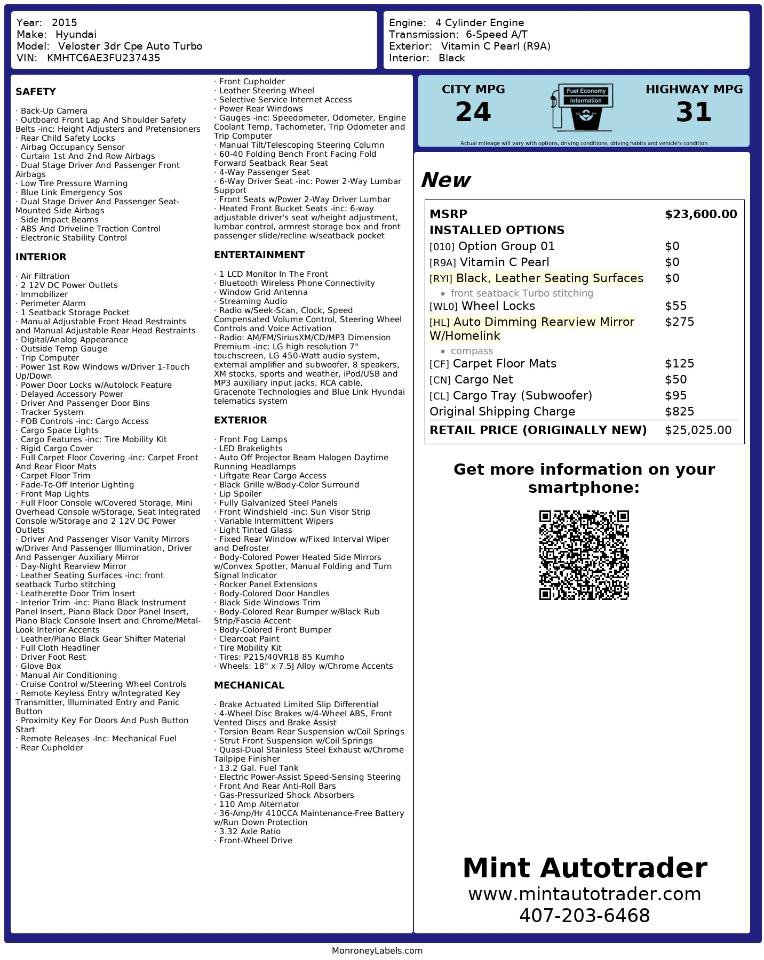 Used 2015 Hyundai Veloster Turbo image 3