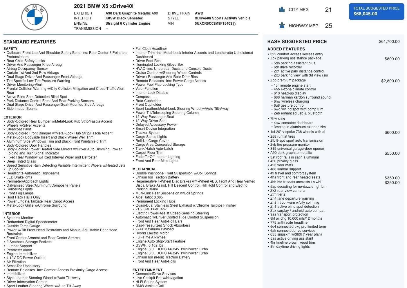 Used 2021 BMW X5 xDrive40i w/ Premium Package image 11