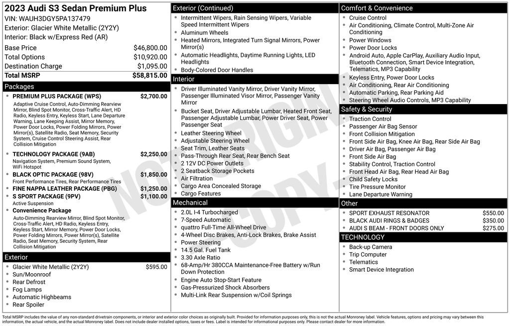 Used 2023 Audi S3 Premium Plus w/ Premium Plus Package AWD/4WD image 6