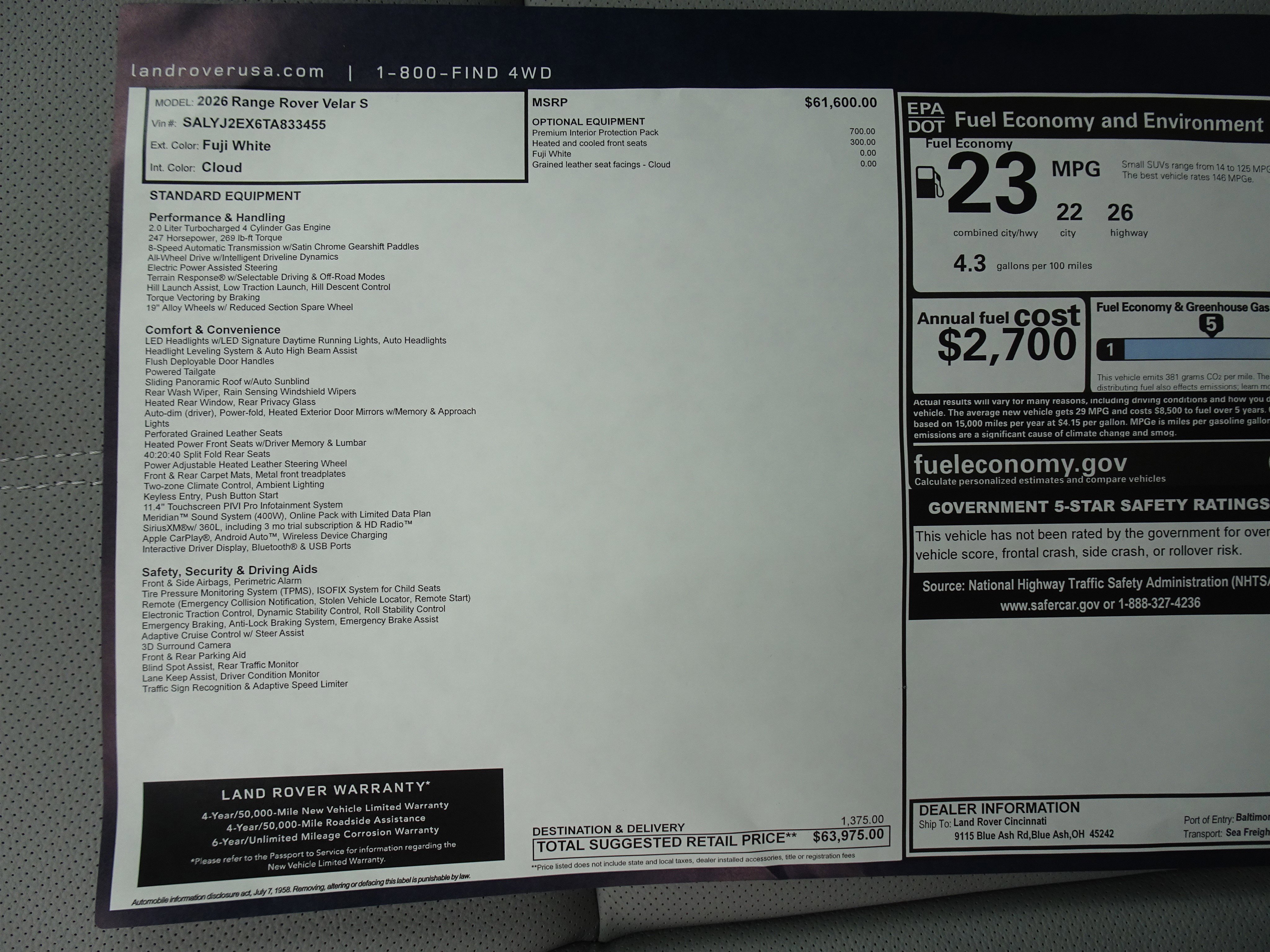 New 2026 Land Rover Range Rover Velar S AWD/4WD image 6