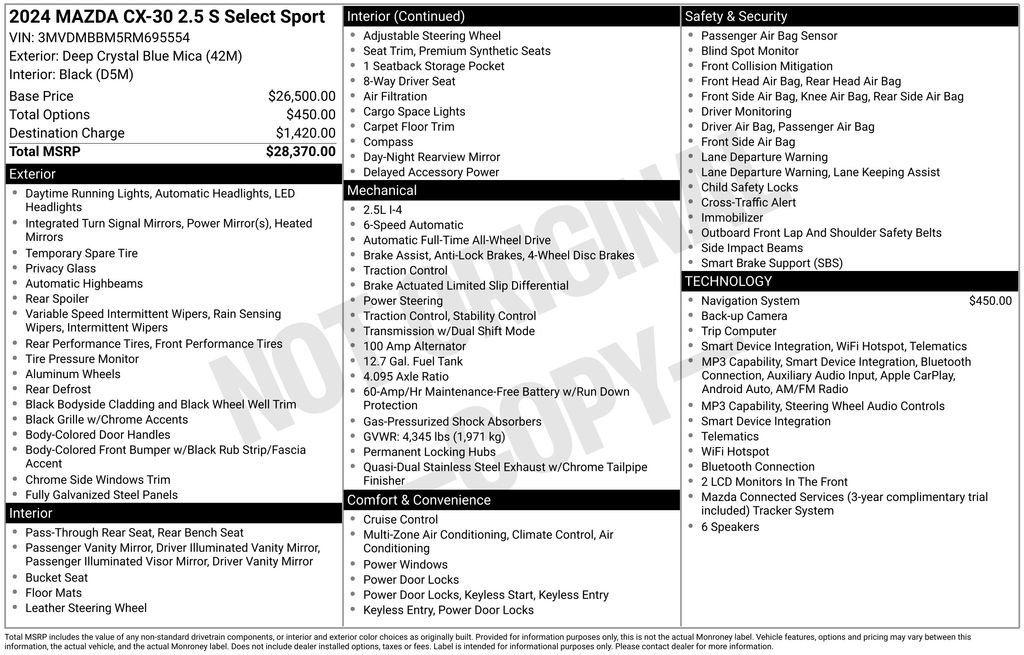 Used 2024 MAZDA CX-30 AWD 2.5 S w/ Select Sport Pkg image 6