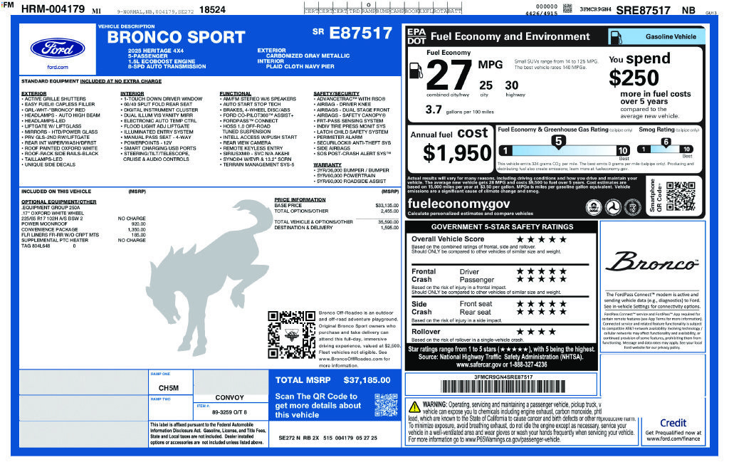 Used 2025 Ford Bronco Sport Heritage w/ Convenience Package AWD/4WD image 6