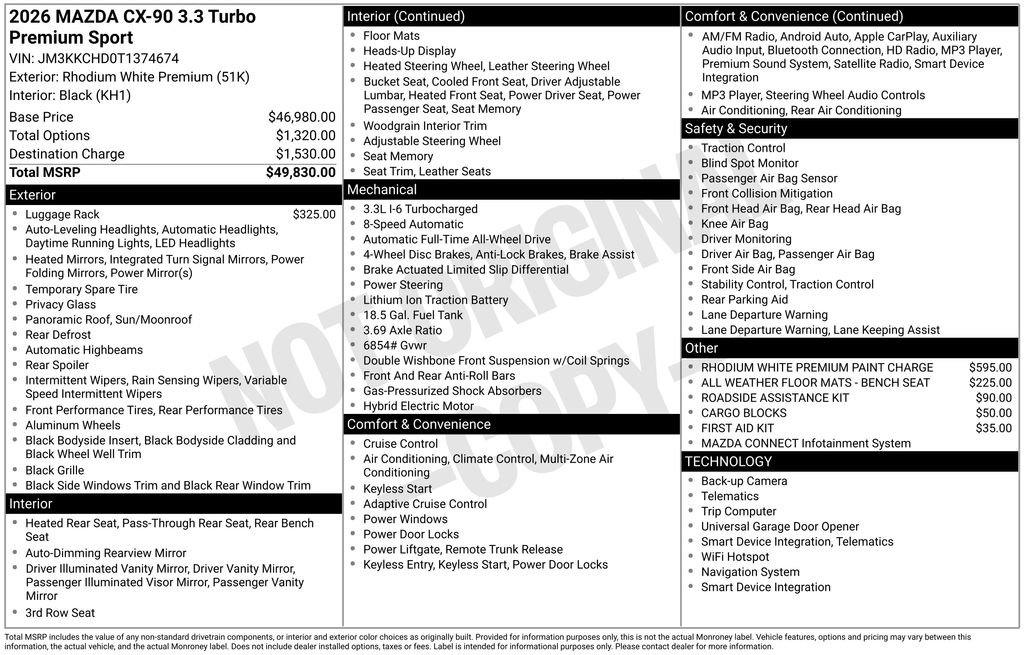 New 2026 MAZDA CX-90 3.3 Turbo w/ Premium Sport Pkg image 39