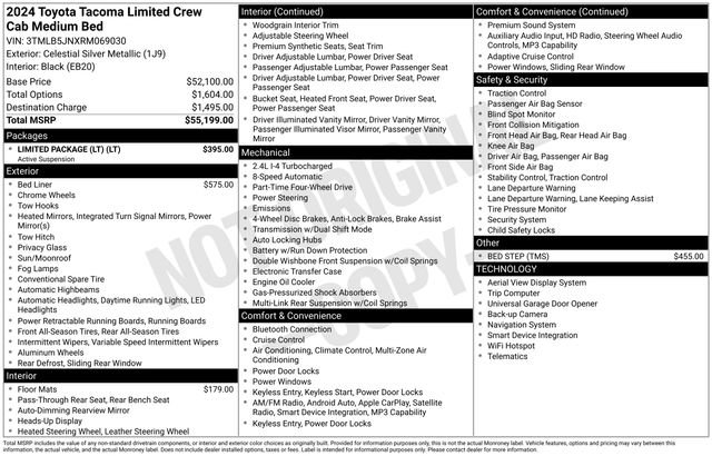 Used 2024 Toyota Tacoma Limited w/ Limited Package (LT) AWD/4WD image 5