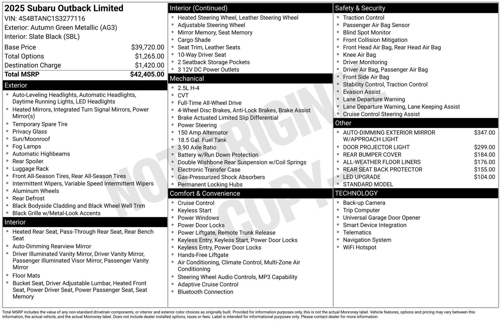 Certified 2025 Subaru Outback Limited AWD/4WD image 3