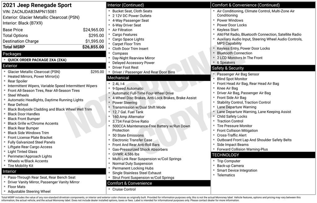 Used 2021 Jeep Renegade Sport image 16