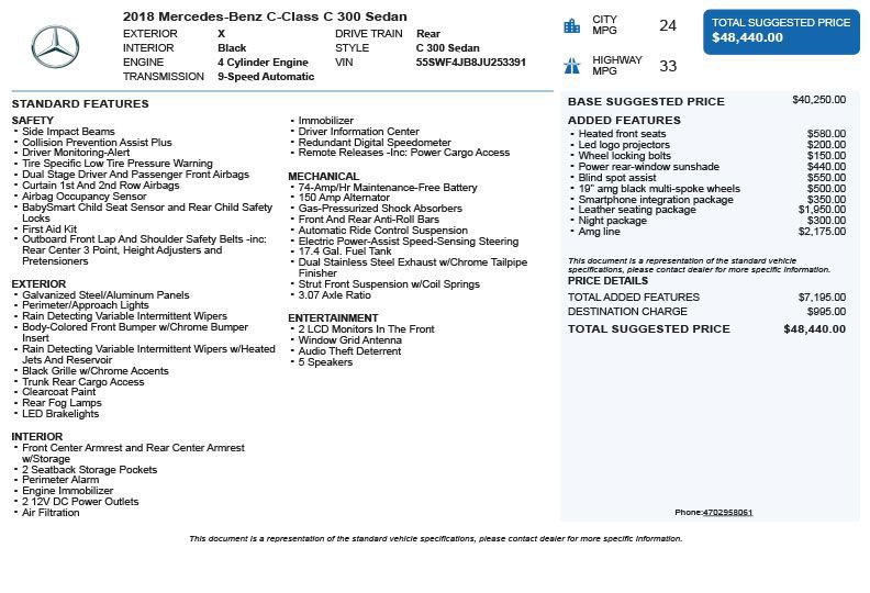 Used 2018 Mercedes-Benz C 300 Sedan image 3