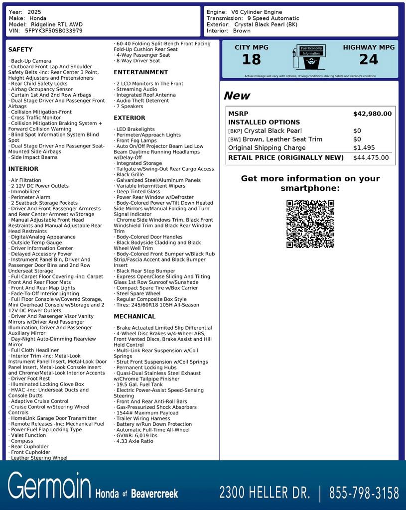 Used 2025 Honda Ridgeline RTL image 33