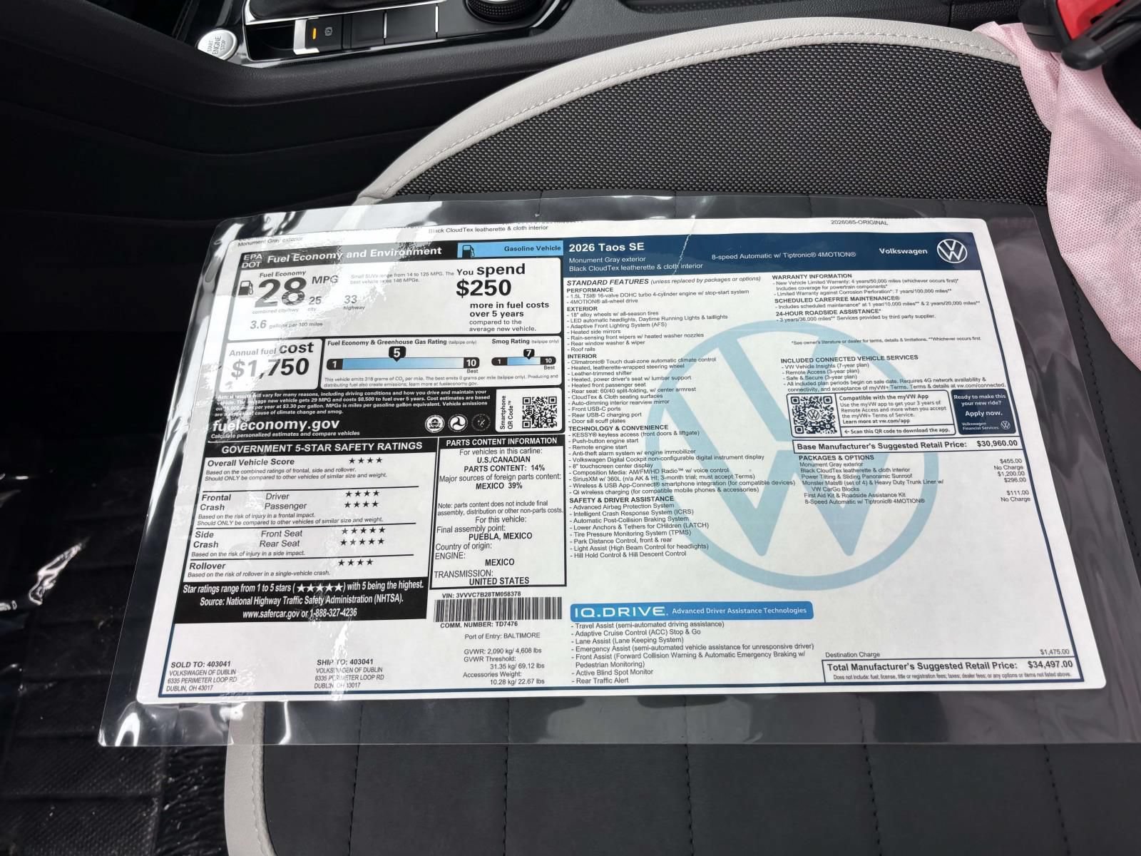New 2026 Volkswagen Taos SE AWD/4WD image 29
