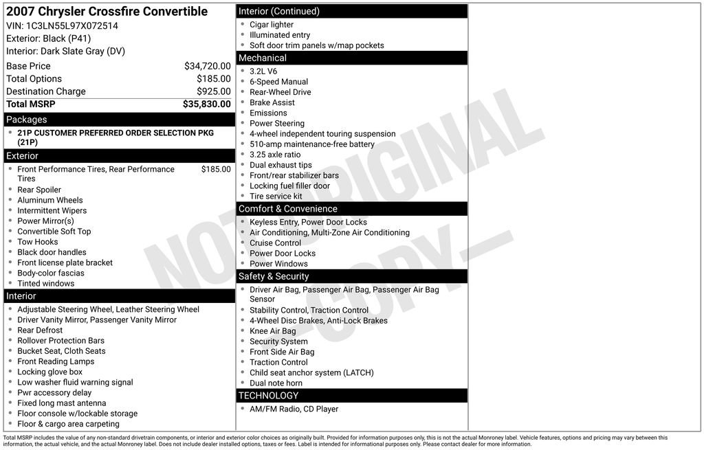 Used 2007 Chrysler Crossfire Convertible RWD image 34
