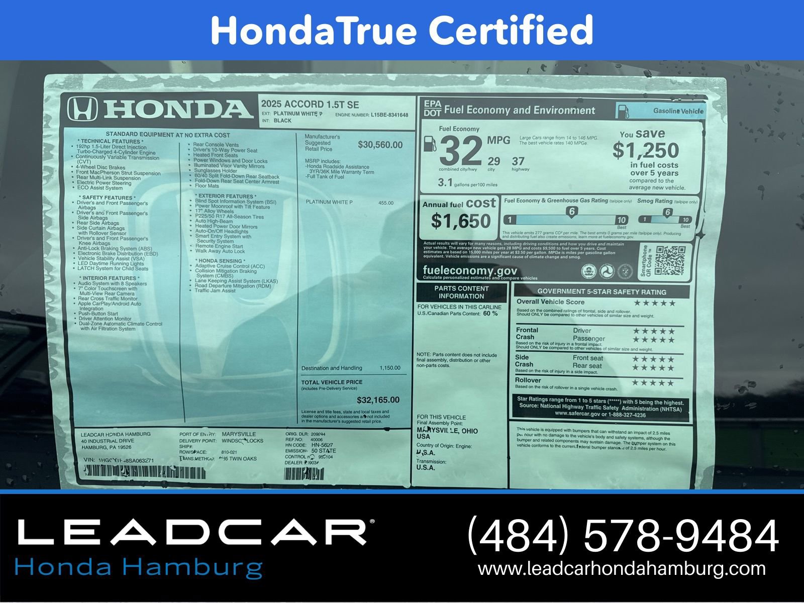 Certified 2025 Honda Accord SE image 13