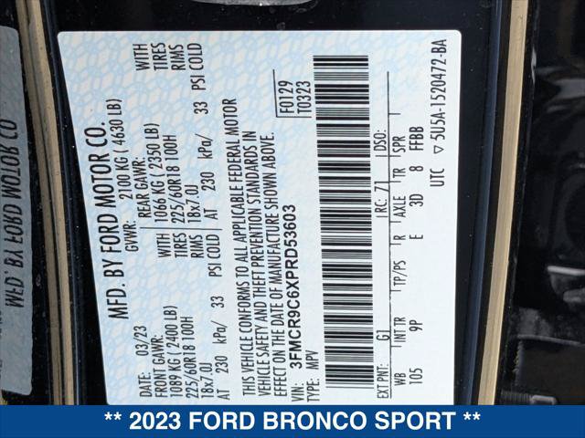 Certified 2023 Ford Bronco Sport Outer Banks AWD/4WD image 24