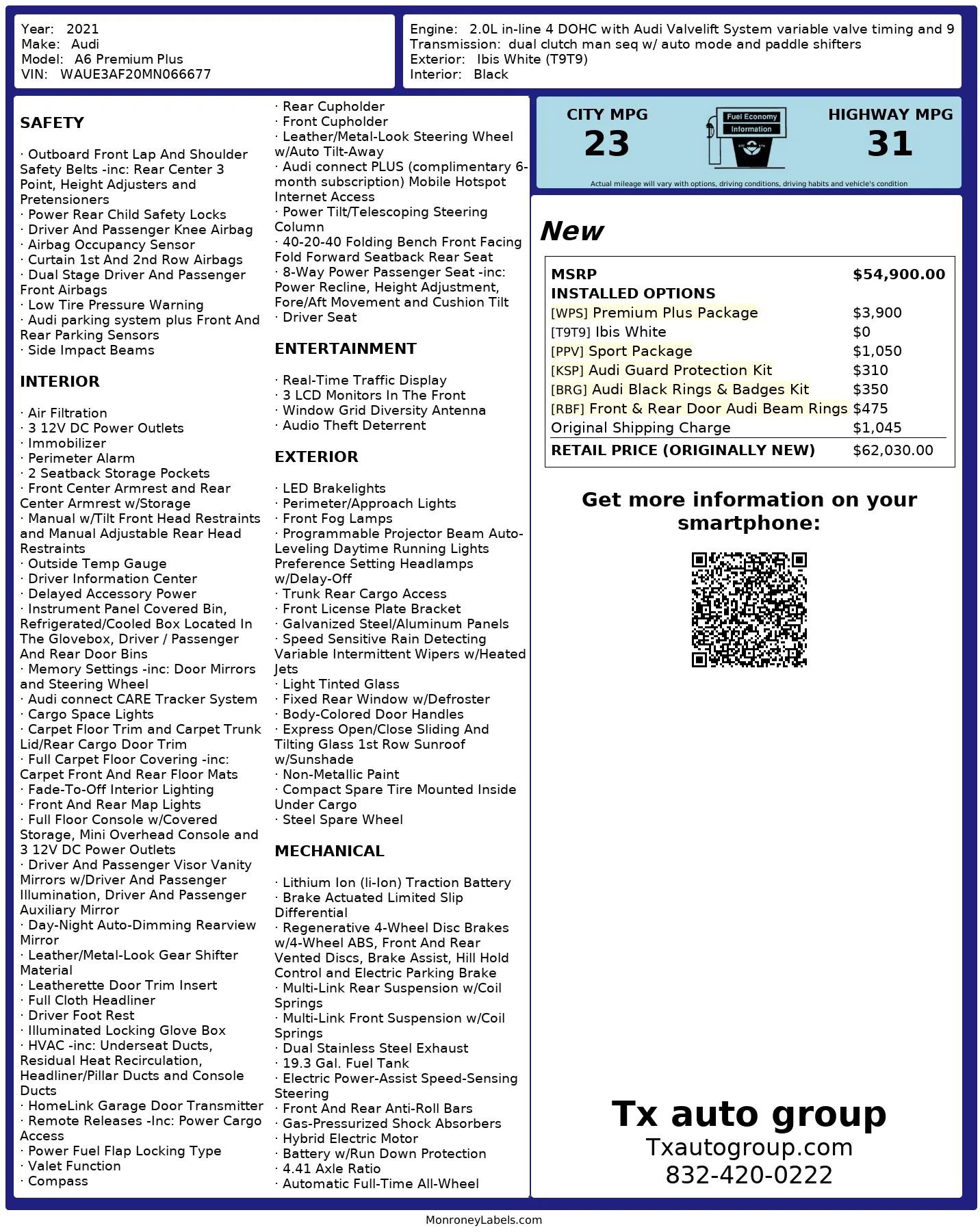 Used 2021 Audi A6 Premium Plus w/ Premium Plus Package image 3