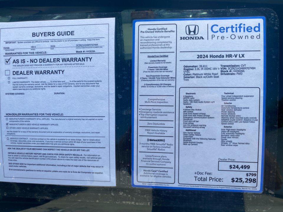 Certified 2024 Honda HR-V LX image 37