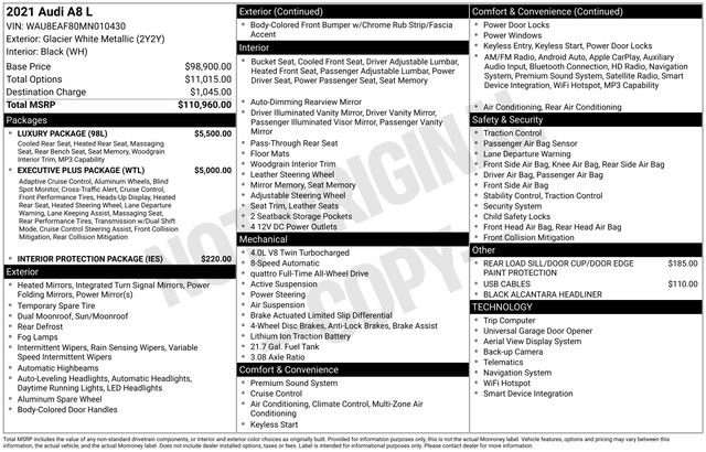 Used 2021 Audi A8 L 4.0T w/ Luxury Package image 7