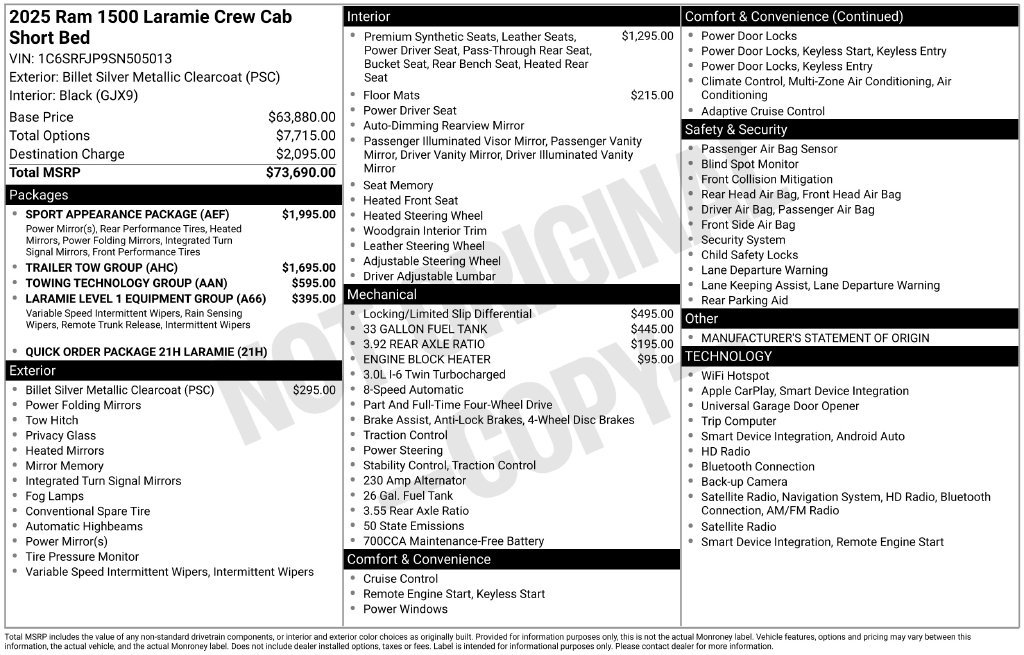 Used 2025 RAM 1500 Laramie w/ Sport Appearance Package AWD/4WD image 38