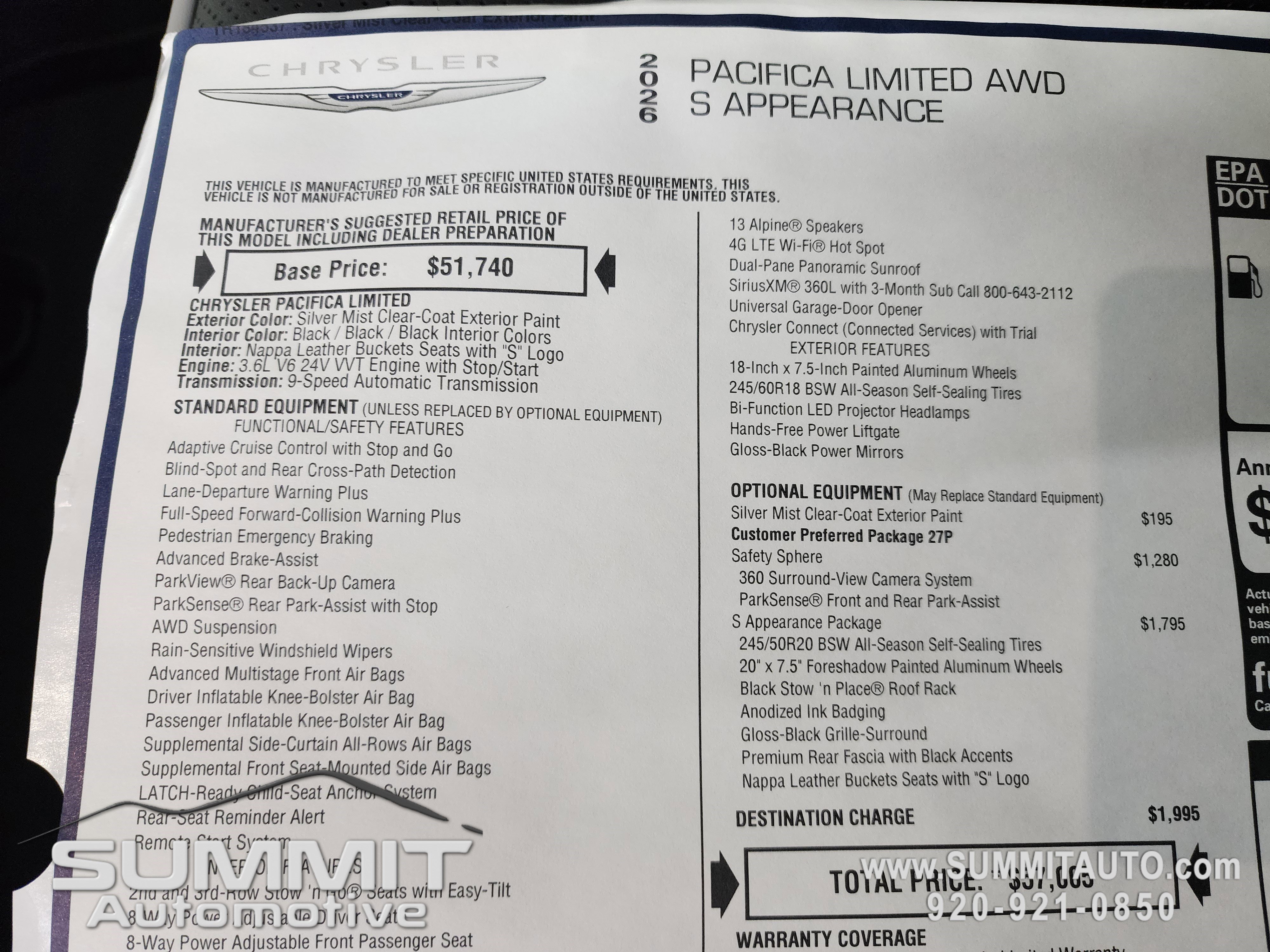 New 2026 Chrysler Pacifica Limited w/ S Appearance Package image 39