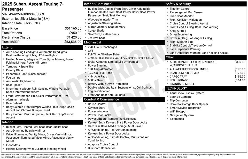New 2025 Subaru Ascent Touring AWD/4WD image 45