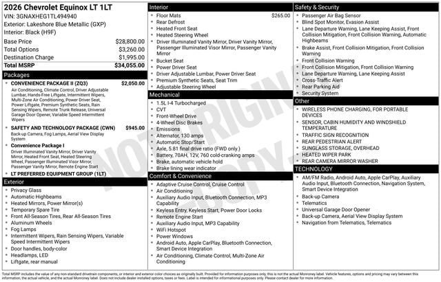 New 2026 Chevrolet Equinox LT w/ Convenience Package II FWD image 2