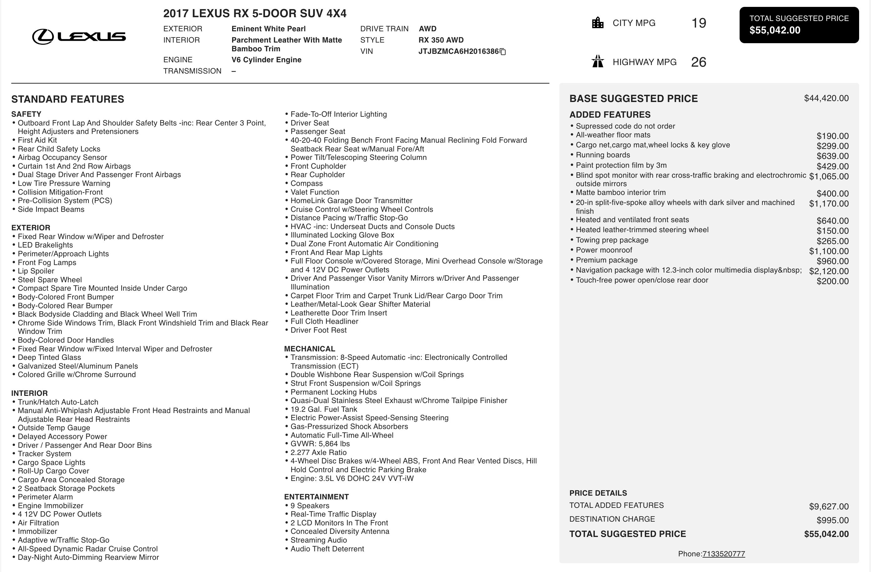 Used 2017 Lexus RX 350 AWD w/ Premium Package image 2