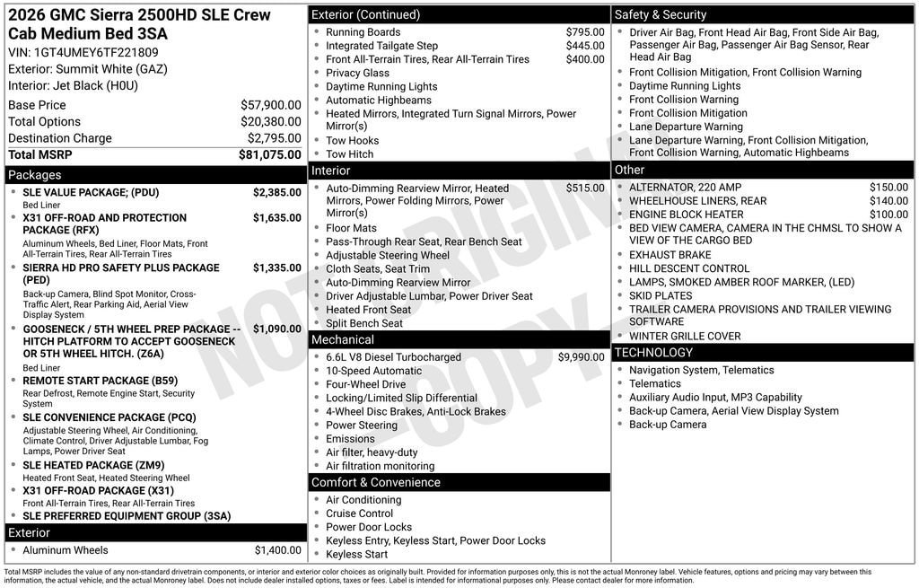 New 2026 GMC Sierra 2500 SLE w/ SLE Value Package; AWD/4WD image 28
