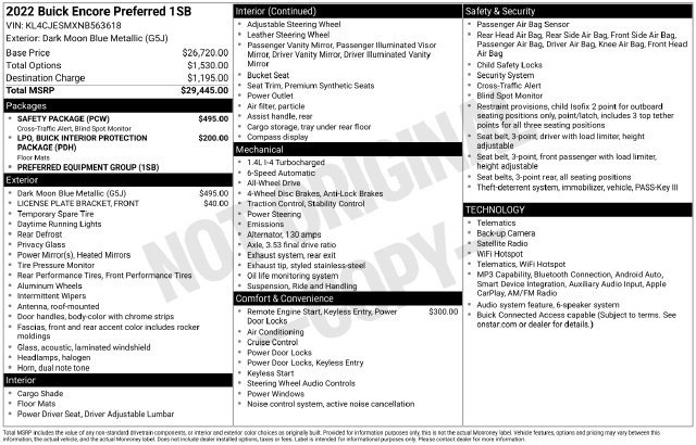Used 2022 Buick Encore Preferred w/ Safety Package AWD/4WD image 6