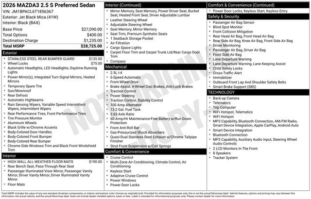 Used 2026 MAZDA MAZDA3 2.5 S Sedan w/ Preferred Pkg image 30