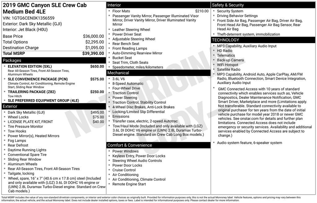 Used 2019 GMC Canyon SLE w/ Elevation Edition AWD/4WD image 18