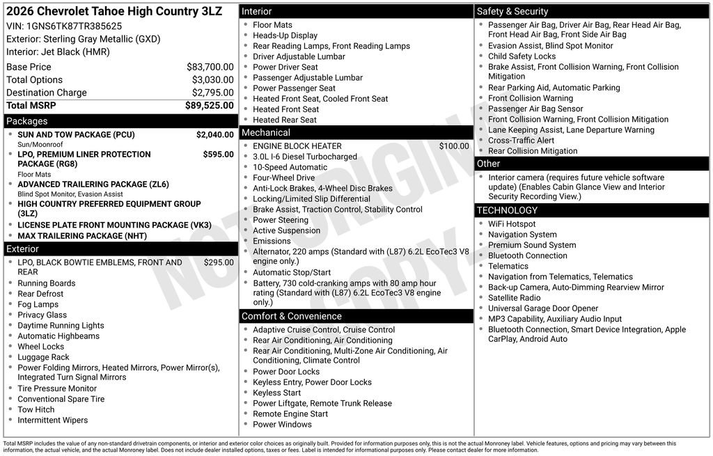 Used 2026 Chevrolet Tahoe High Country w/ Sun And Tow Package AWD/4WD image 4