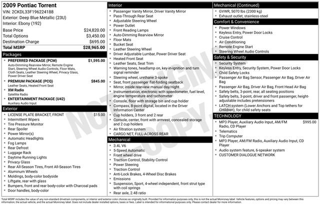 Used 2009 Pontiac Torrent 2WD w/ Preferred Package image 33