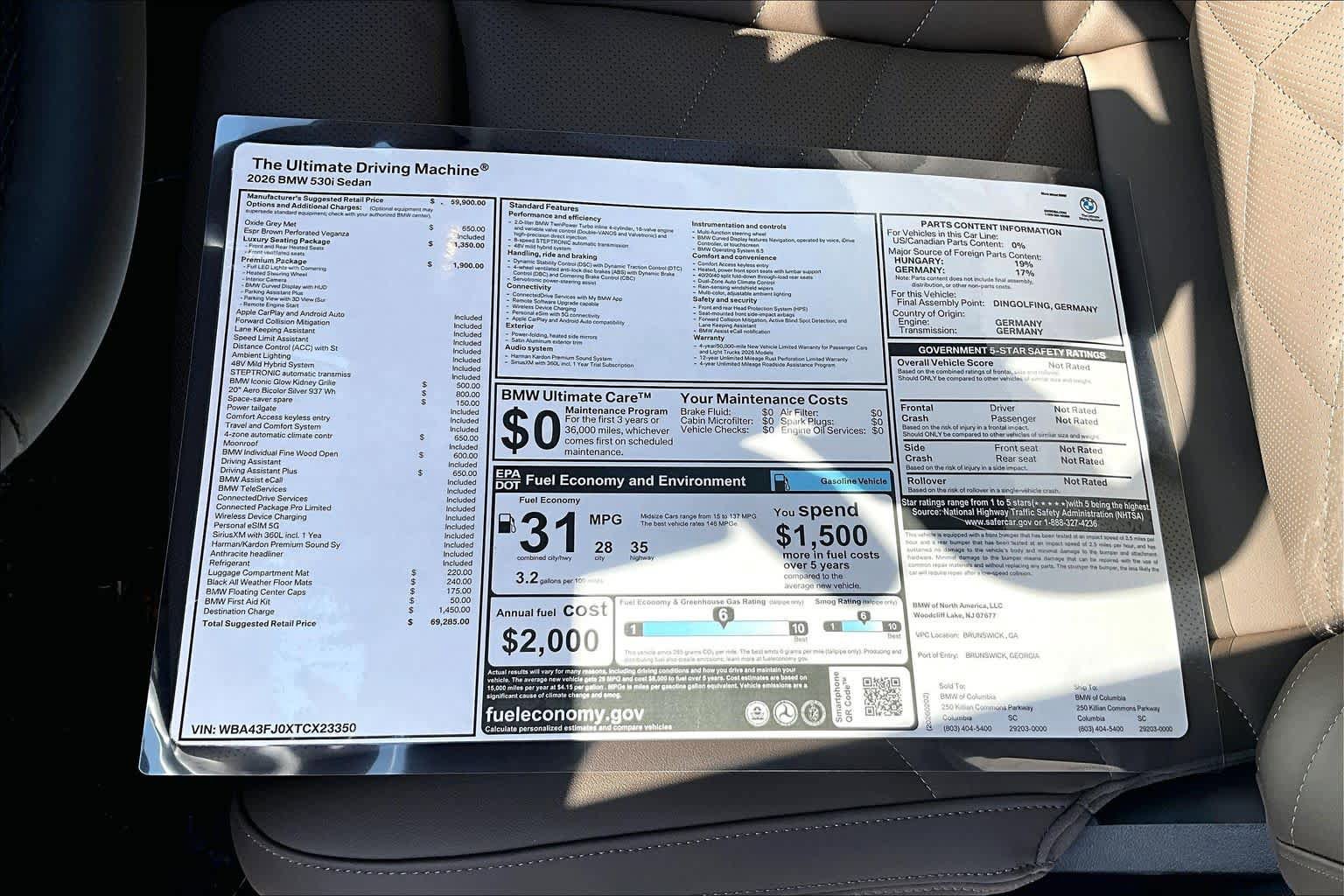 New 2026 BMW 530i w/ Premium Package RWD image 19