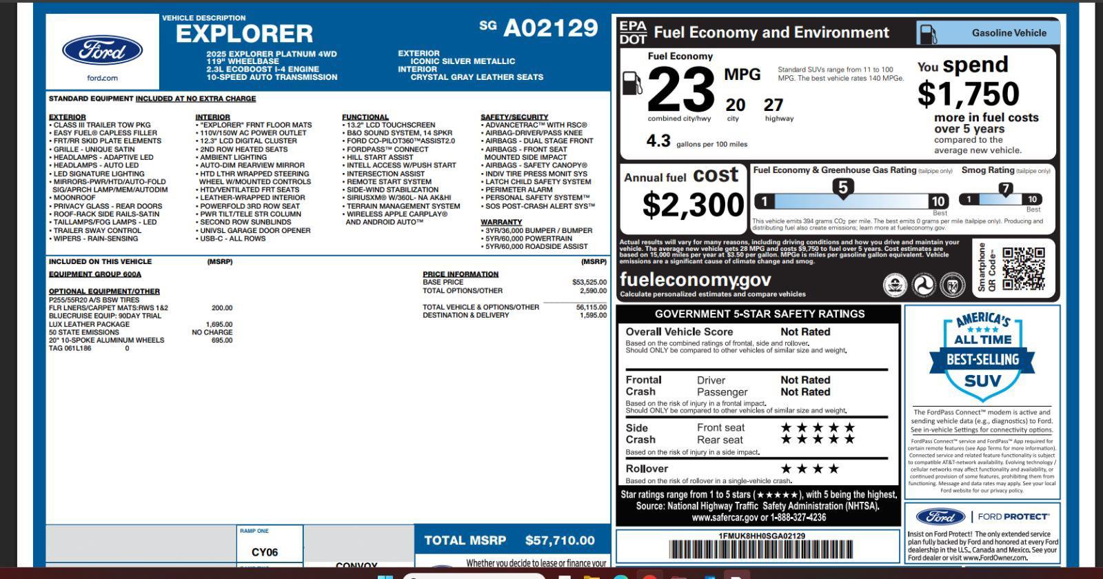 Used 2025 Ford Explorer Platinum w/ LUX Leather Package image 4