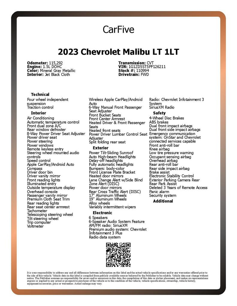Used 2023 Chevrolet Malibu LT w/ Driver Confidence Package FWD image 30