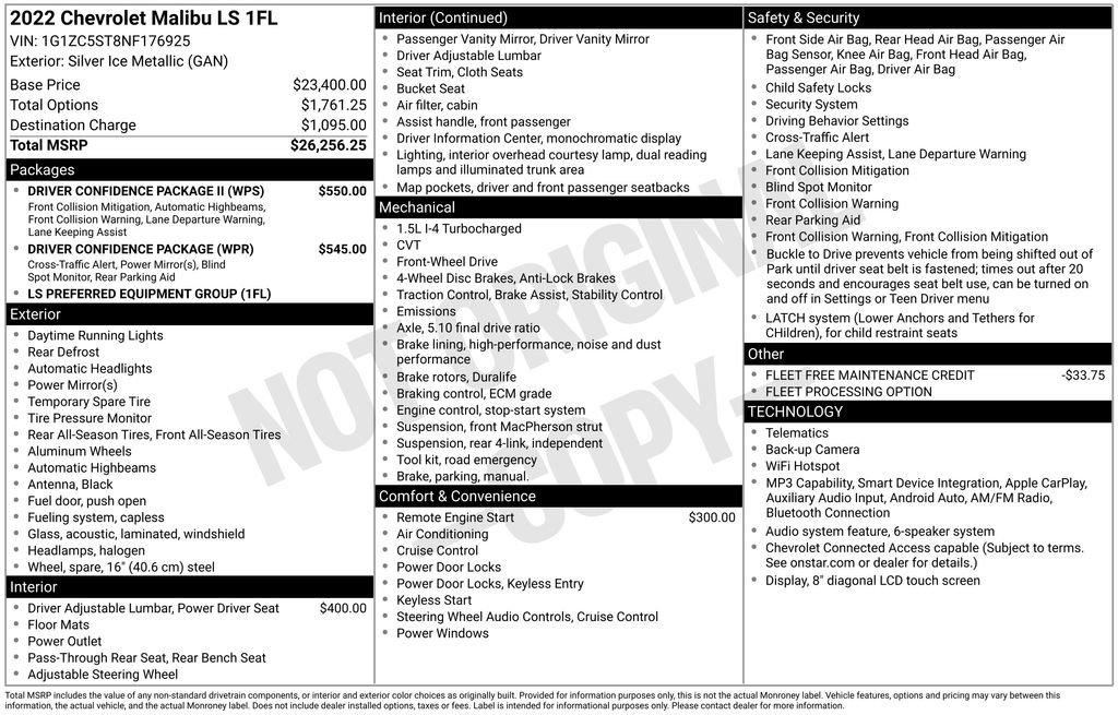 Used 2022 Chevrolet Malibu LS w/ Driver Confidence Package II FWD image 15