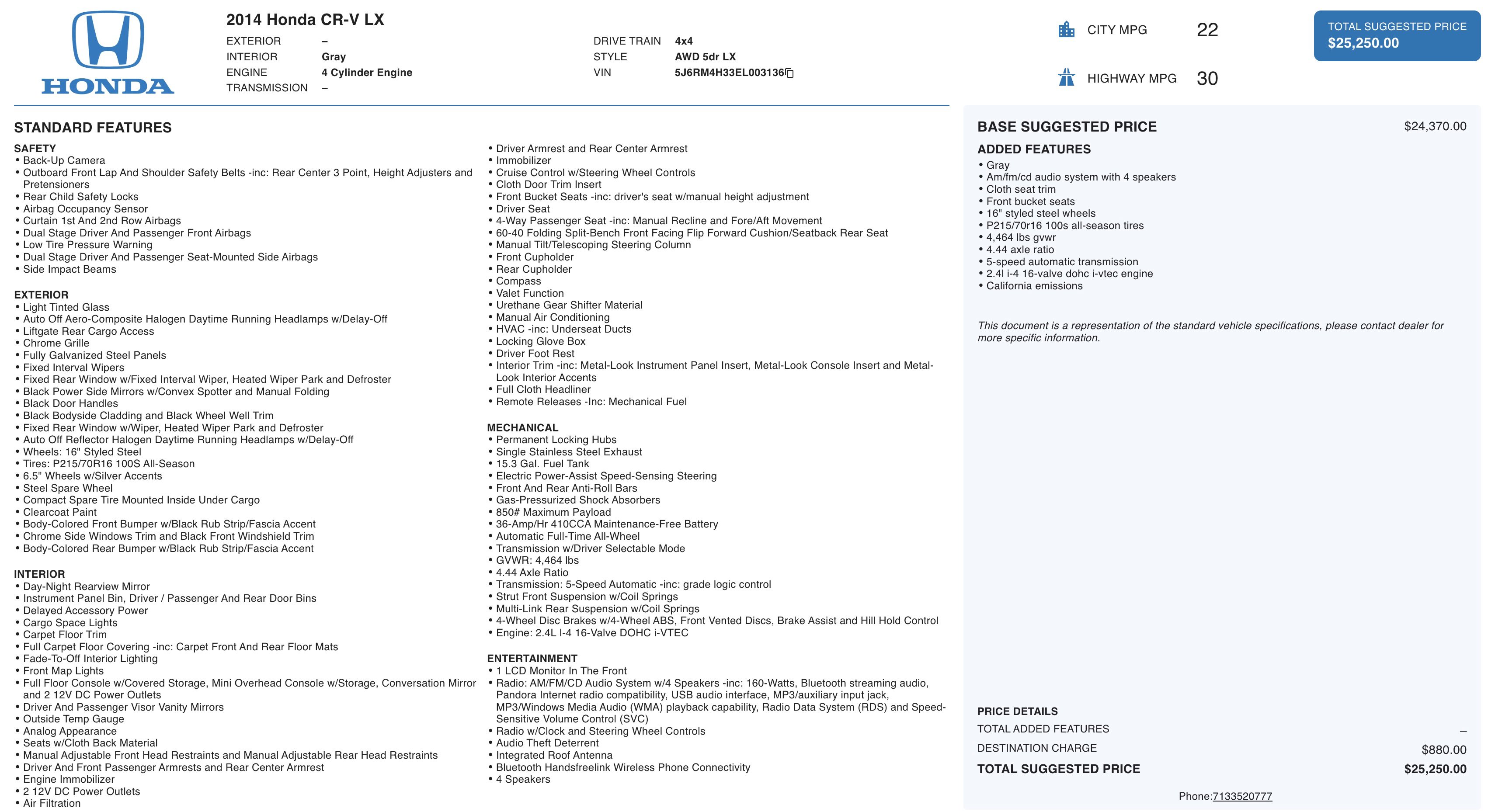 Used 2014 Honda CR-V LX image 3