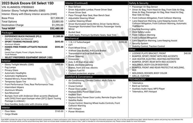 Certified 2023 Buick Encore GX Select w/ Experience Buick Package image 6