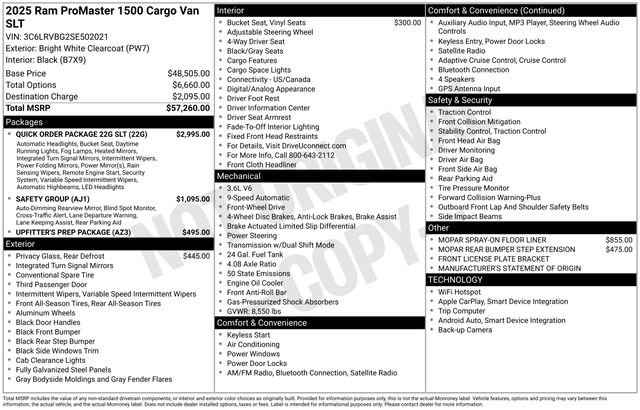 New 2025 RAM ProMaster 1500 w/ Quick Order Package 22G SLT image 25