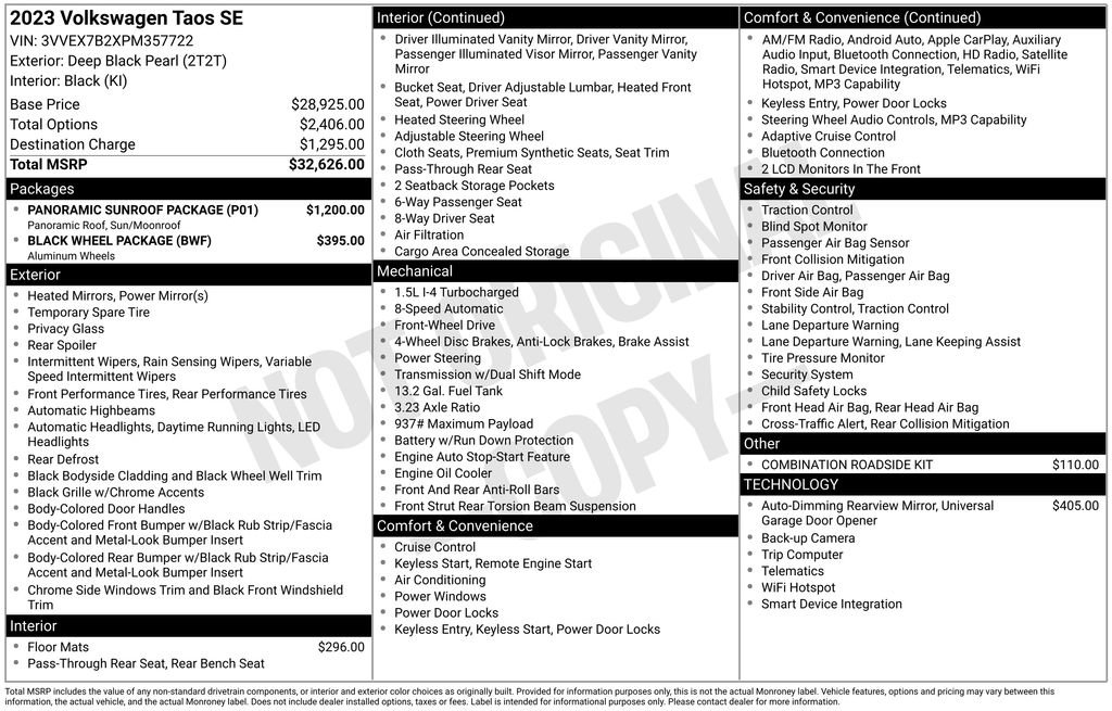 Certified 2023 Volkswagen Taos SE w/ Panoramic Sunroof Package FWD image 8