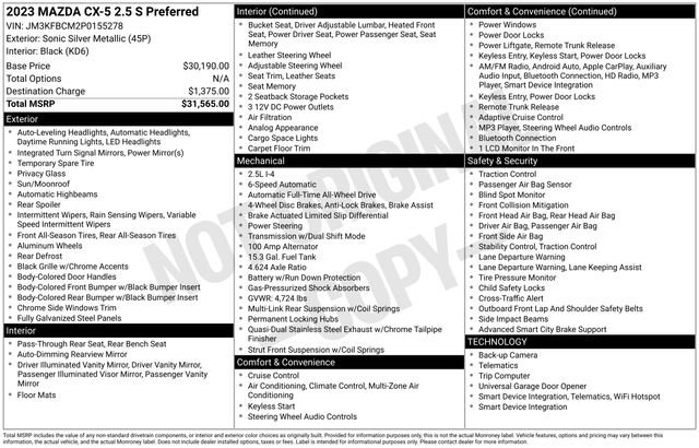 Used 2023 MAZDA CX-5 AWD 2.5 S w/ Preferred Package