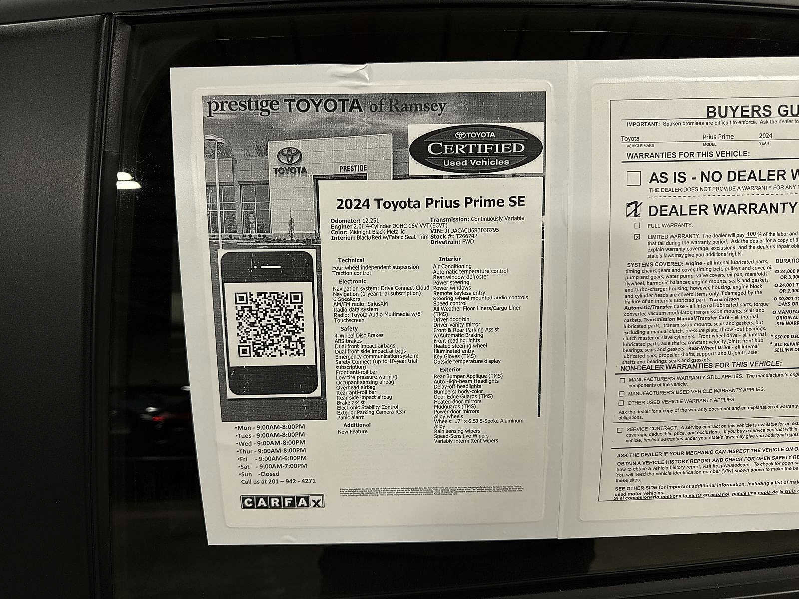 Used 2024 Toyota Prius Prime SE FWD image 13