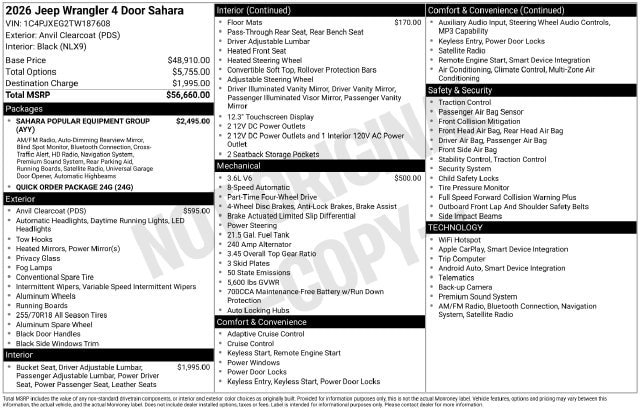 New 2026 Jeep Wrangler Unlimited Sahara AWD/4WD image 32