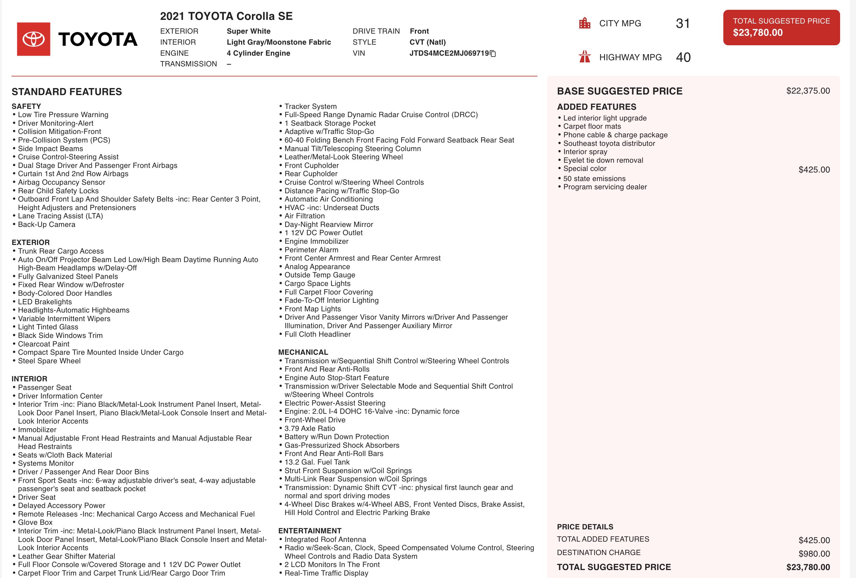 Used 2021 Toyota Corolla SE image 2