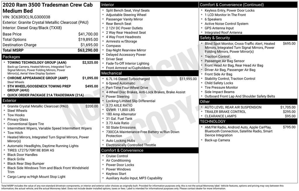 Used 2020 RAM 3500 Tradesman w/ Towing Technology Group image 15