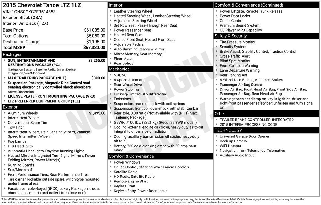 Used 2015 Chevrolet Tahoe LTZ RWD image 41