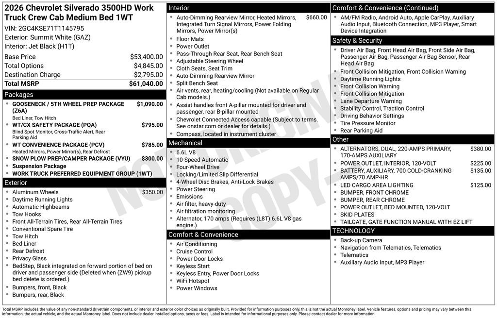 New 2026 Chevrolet Silverado 3500 W/T image 7